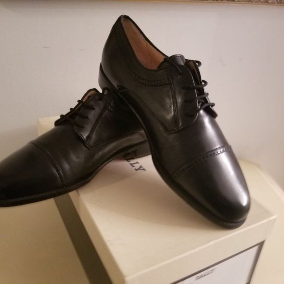 BALLY PARA LAMB SKIN LEATHER BLACK LACE UP MEN\'S SHOES 8D